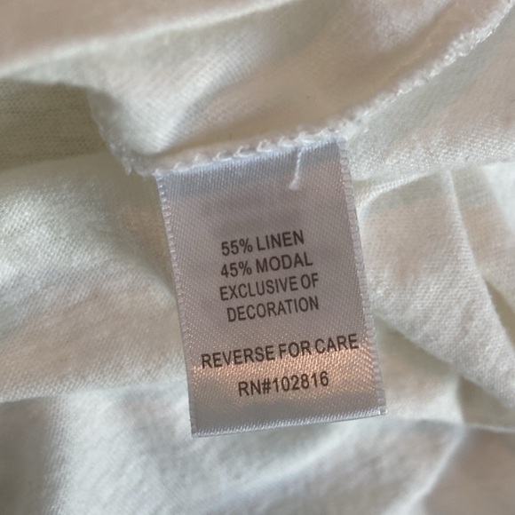 BOHO Garnet Hill Off-White and Gold Embroidered Linen & Modal Sleeveless Tank - Picture 9 of 10